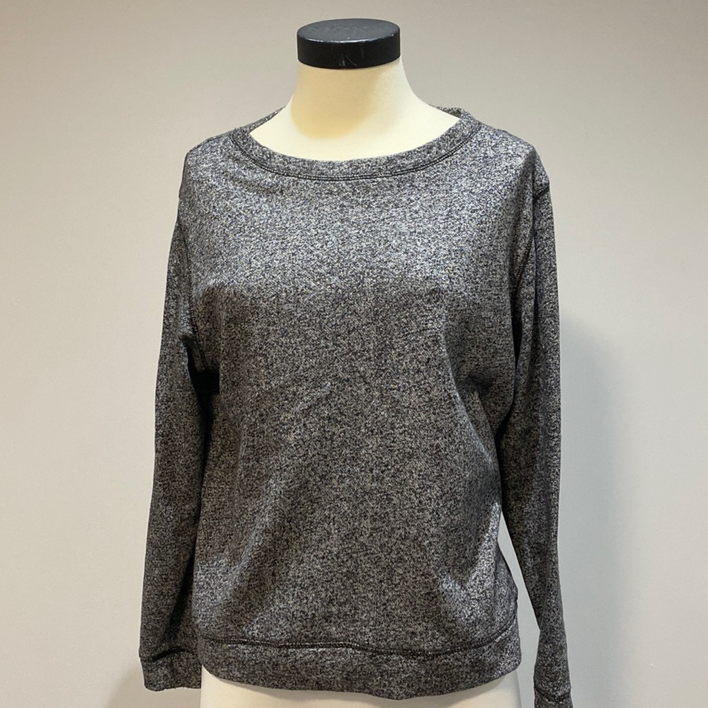 Blue gray sweatshirt with back zipper